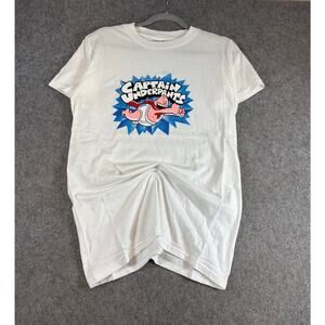 VINTAGE Captain Underpants Shirt Men White Graphic Tee Delta Y2K Preshrunk Small